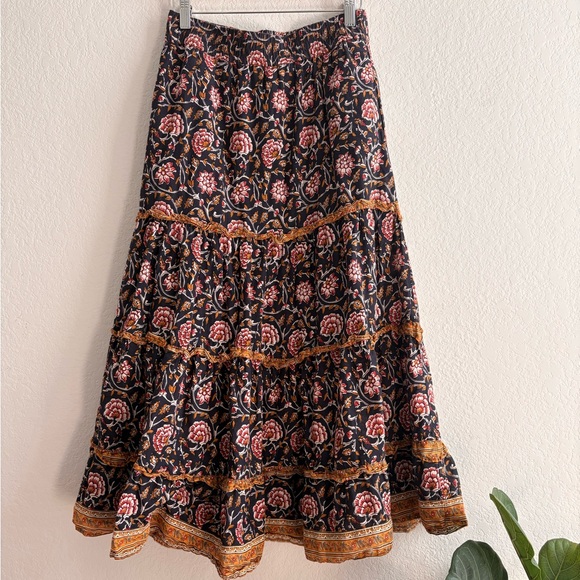 Anthropologie Dresses & Skirts - Boho Othilia Anthropologie Galicia Ruffle Tiered Floral Printed Maxi Skirt XS